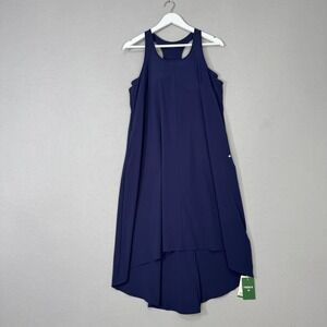 Halara Breezeful RacerPocket High Low Flowy Midi Dress Womens M Blue Quick Dry